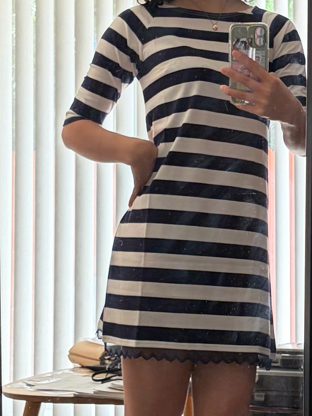 NEW navy striped mini dress